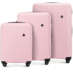 Maletas Georges Rech WITTCHEN Cube colección Maleta Mediana ABS con Relieve geométrico Mango telescópico Cerradura de combinación Talla M Rosa Claro
