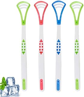 GNCLOUD Tongue Scraper, 4 Pcs Tongue Cleaner Brushes Tongue Cleaner for Adults Oral Cleaning Care for Keeps Breath Fresh, Maintain Mouth Health