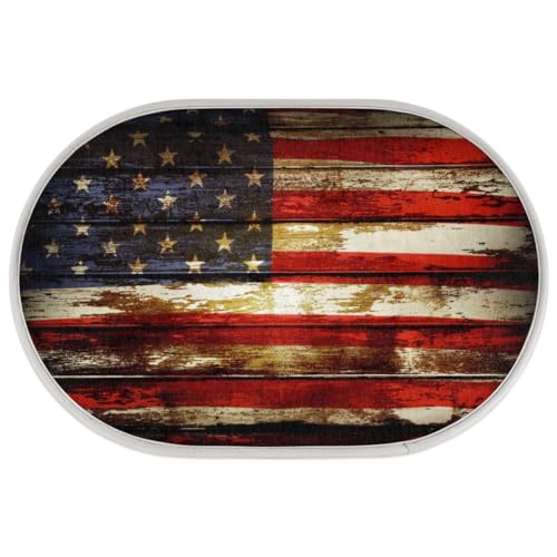 Zerbino ovale in legno con bandiera americana