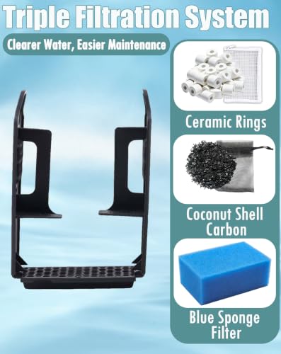Image of 4 Set Media Maintenance Kit Replacement for Fluval AC70 Power Filter - for Use in Freshwater & Saltwater Aquariums - Includes 4 Active Carbon 4 Ceramic Rings 2 Intake Strainer Sponges 4 Foam Filter