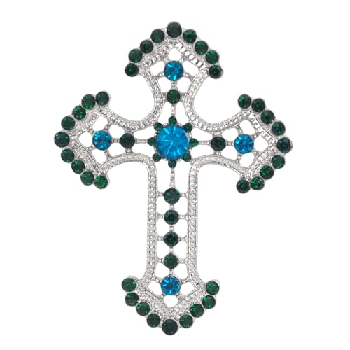 Image of Gyn&Joy Sparkle Crystal Rhinestones Holy Cross Brooch Pin Jewelry For Women Men