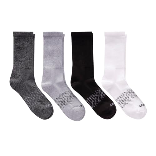 Image of Hanes Men's Socks, Absolute Comfort Cushioned Moisture-wicking Seamless Toe, 4 Pack, Ankle, Crew and Heel Shield Socks