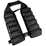 Epicover Tactical Beer Belt Holder Vest, 12 Can Beverage Holster Carrier, Adjustable Drink Dispenser Shoulder Sling, Black Nylon Party Gear with Quick Release Buckle