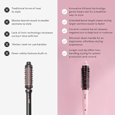 L'ANGE HAIR GlamWave Infrared Thermal Ionic Brush | 38mm Heated Round Thermal Brush for Volume and Curls | Reduces Frizz | Adds Shine | Smooth Styling Tool for All Hair Types (Blush)
