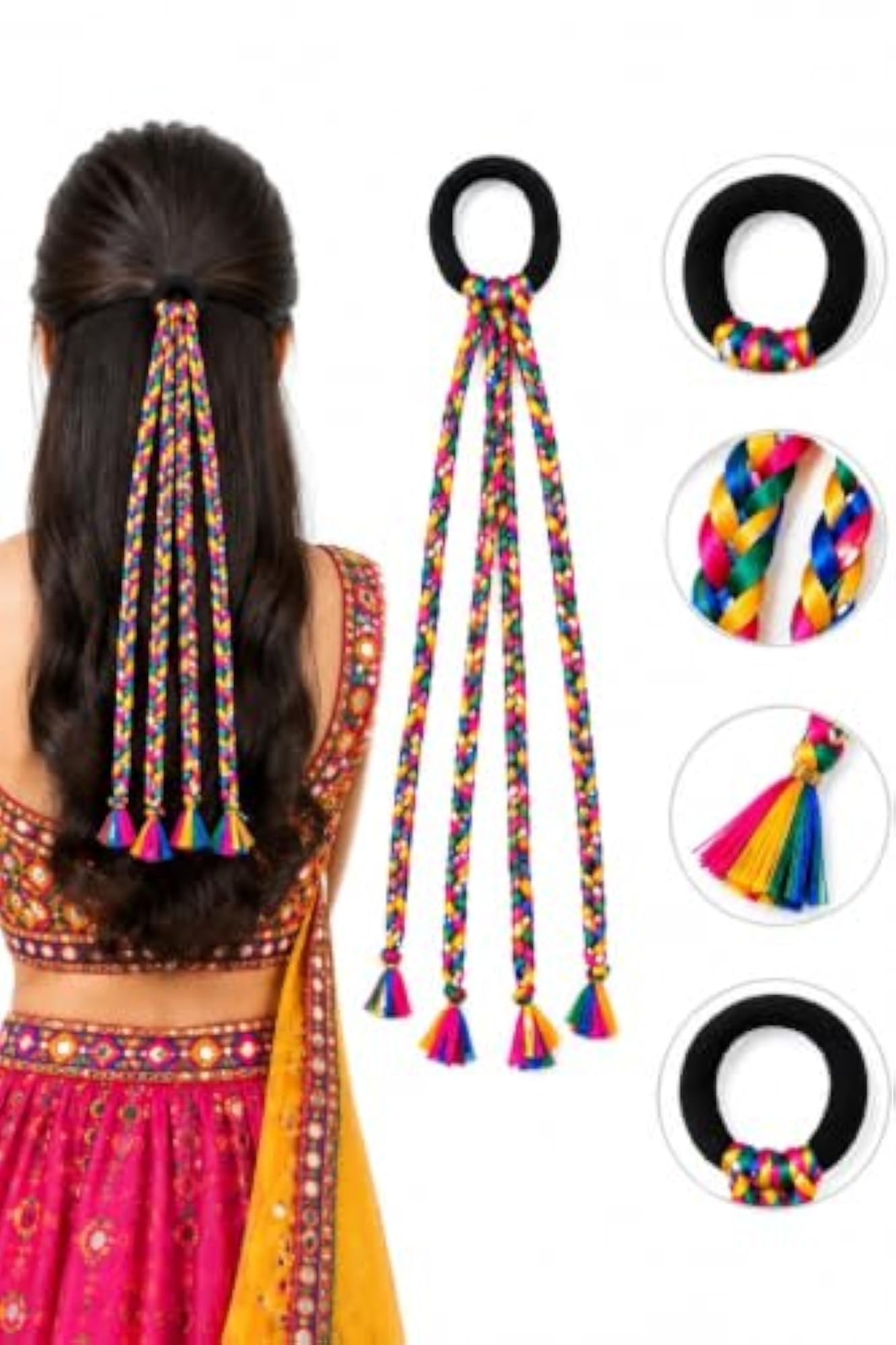 12-Pcs Colorful Braided Hairband & Extensions for Festivals