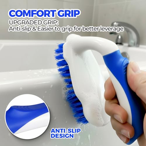 Image of Holikme 6 Pack Cleaning Brush Scrub Brush Kitchen Brush for Floor,Blue | Scrub Brushes for Cleaning, Heavy-Duty Scrub Brush, Stiff Bristles Cleaning Brush for Kitchen Bathtub Floor and Wall