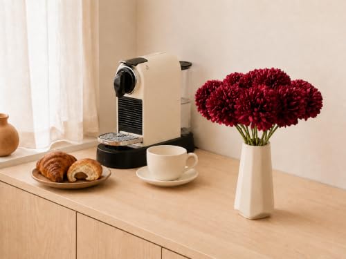Image of Mandy's 12pcs Artificial Burgundy Ball Chrysanthemum Flowers
