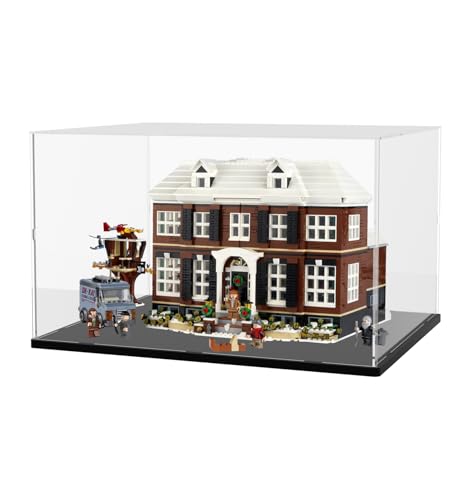 Nynelly Large Acrylic Display Case for Lego Home Alone House 21330 21338 75574 for Models Figures - Assemble Dustproof Thickened Clear Display Box Cabinet (Black 50x40x30 cm)