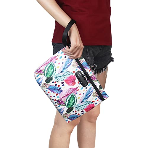 FIREDOG Printed Smell Proof Bags with Combination Lock, Carbon Lined Odor Proof Stash Bag Case Container for Travel Storage (10.8\"x8.8\")