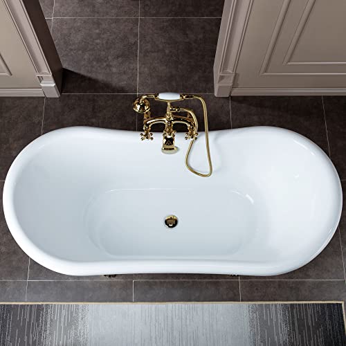 Woodbridge Bta1842-Pg-Feet Drain+Pg-Faucet Bathtub, Polished Gold #TOP4
