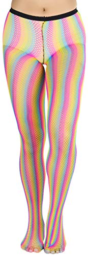 ToBeInStyle Women's Vibrant Rainbow Multicolor Fashion Tights - Fun Novelty Sheer Stockings