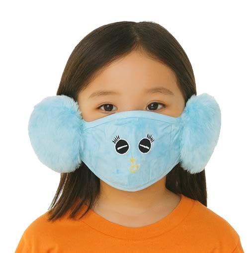 mikoniko Warm Winter Face Mask with Plush Ear Muffs for Kids | Comfortable & Reusable | Boys & Girls (3–10 Years) | Pack of 1_Blue-picture-20