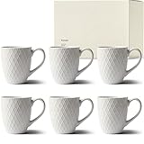 KIVY Kaffeetassen 6er Set [400ml] - Hochwertiges Tassen Set mit großem Henkel - Keramik Tasse groß weiß - Kaffeebecher Set - Tassen Set 6er für Kaffee & Tee - Teetassen Set - Weiße Tassen groß
