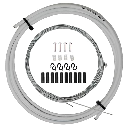 Image of Laxzo ® 4 Pack Bike Brake Gear Shifter Cable Kit, Universal Bicycle Brake Cable Kit, Bicycle Change Cable Bike Shift Cable and Transmission Cable, Housing Kit for Mountain Road Bike (White)