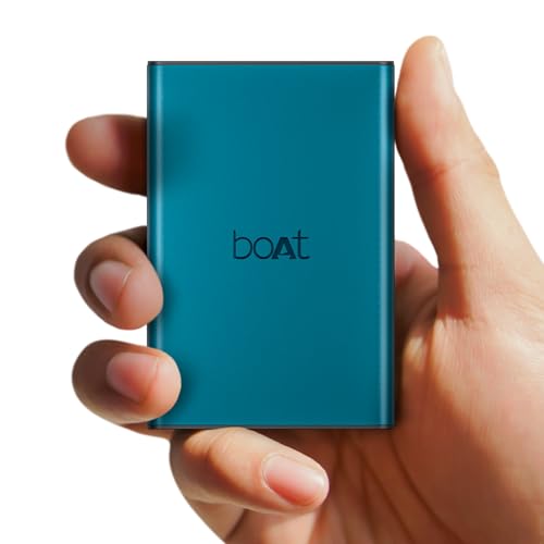 Boat Energyshroom PB300 Pro 10000 mAh 22.5W Pocket Size, Compact Power Bank, Fast Charging (2X Output Ports, Supports Android, iPhone, Tablets, Earbuds, etc.) (Steel Blue), USB Type C view 1