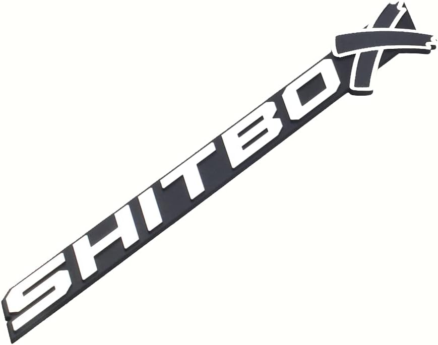 2 Pcs SHITBOX Truck Exterior Emblems 3D Badge Sticker Decal Compatible with Universal Cars (Chrome Black)