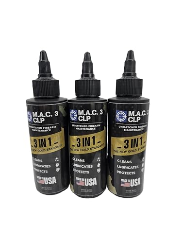 MAC3 Firearm CLP – All-in-One Gun Cleaner, Lubricant & Rust Protectant – Military-Tested Synthetic Oil for Tactical & Hunting Weapons – 4 oz (3) Total of 12OZ
