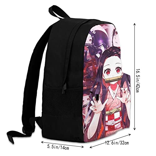 Anime Backpack Women Men Big Capacity Travel Laptop Bag 15.6 Inch Water Resistant Adjustable Shoulder Straps Daypack For Work Hiking Pink #TOP2