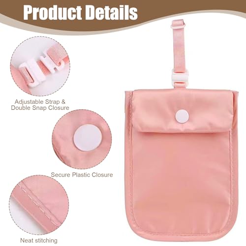 Image of Wallet, RFID Washable Hidden Bra Wallet-2PCS Adjustable, Credit Cards & Money & Valuables with Adjustable Elastic Neck Strap Suitable for All Bra Sizes -Anti-Pickpocket Travel (Khaki and pink)