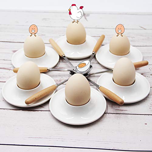 Jamor Stainless Steel Egg Spoon With Wooden Handle,Special Egg Spoon For Eating Eggs,Egg Cup Companion,6.18In Stainless Steel Egg Spoon,Used For Hard-Boiled Eggs,Ce Certification,6 In One Set (6) #TOP5