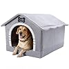 Jiupety Indoor Dog House with Frame, Large Dog Cave Bed, Insulated Cozy, Suitable for 60-100 lb, Jumbo (38″×30″×28″), Gray