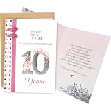 WDphouly 10th Wedding Anniversary Card, Tin Anniversary Card for Husband Wife, 10 Years Wedding Cards for Him Her