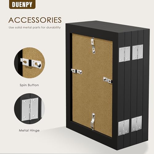 Image of DUENPY 5 Folding 5x7 Accordion Wood Frame Plexiglass Black