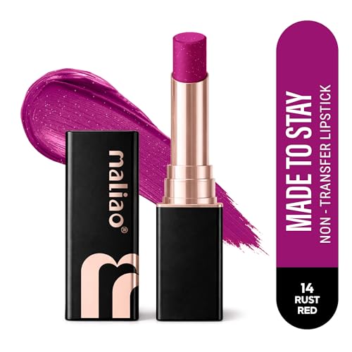 Image of Maliao Made To Stay Lipstick | Non-Transfer Lipstick | Matte Finish | Long-Lasting & Smudge-Proof Formula | Comfortable All-Day Wear | Rust red | 3.8g