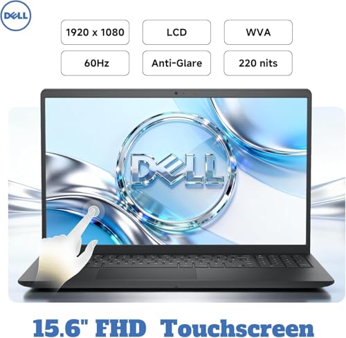 Image of Dell 15 Touchscreen Laptop DC15250, 15.6-inch FHD Anti-Glare Display, Intel Core i7-1355U Processor, 16 GB RAM, 1 TB SSD, Intel UHD Graphics, Backlit Keyboard, Fingerprint Reader, Windows 11 Pro