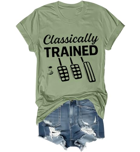 Classically Trained Stick Shift Shirt Funny Car Pedals T-Shirt Unisex Green