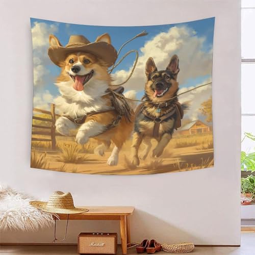 Tapisserie 3D berger allemand tenture tissu pour dortoir et salon