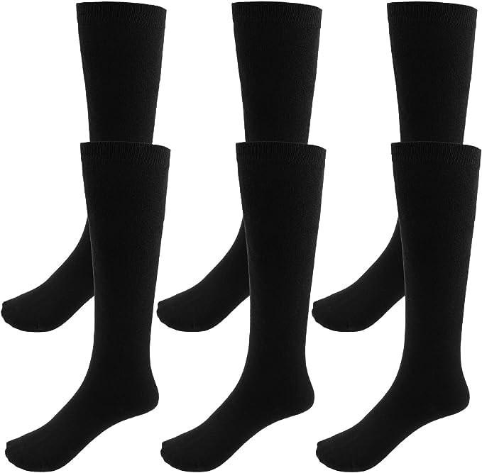 Image of WKLOUYHE Unisex Kid's School Uniform Cotton Knee High Socks Pack Of 06