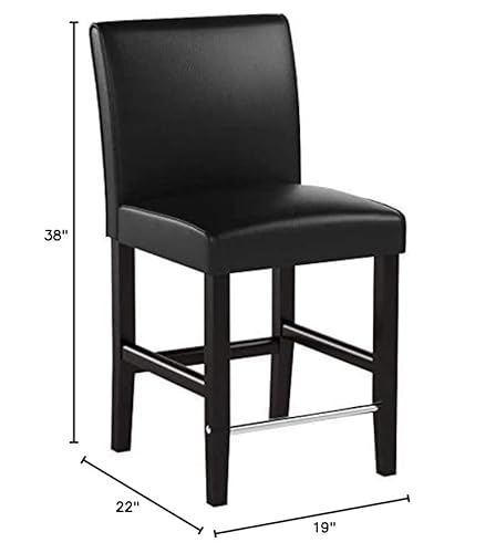 Corliving Antonio Counter Height Barstool In Black Bonded Leather, 25-Inch #TOP4