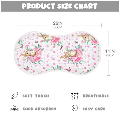xigua Watercolor Bunnies Baby Burp Cloths for Newborn Boys and Girls 1 Pack, Soft & Absorbent Cotton Baby Burp Cloth, Baby Washcloths, Newborn Towel, Burp Rags4