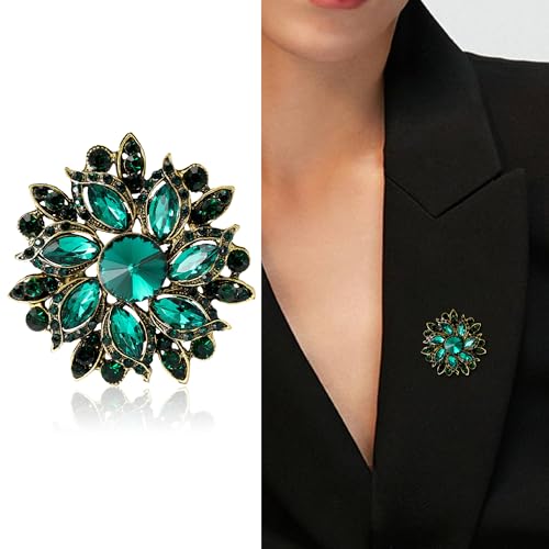 Image of Trendy Large Rhinestone Flower Brooches 8-color for Women Luxury Office Party Casual Pins Jewelry Accessories Gifts