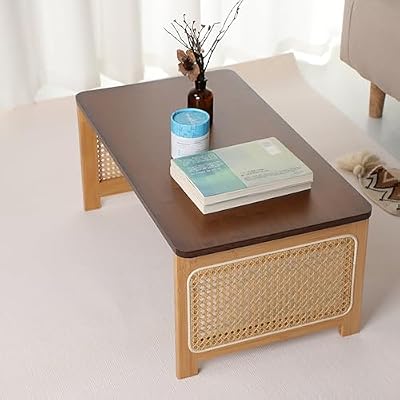 Mesa de suelo plegable, mesa baja japonesa para sentarse en el suelo, escritorio tatami de madera para sala de estar, sala de té, ventana de bahía