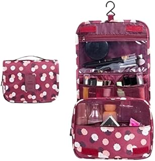 حقيبة مستحضرات التجميل المعلقة للسفر أدوات الزينة المقاومة للماء متعددة الوظائف للنساء والفتيات نبيتي البوليستر أحمر