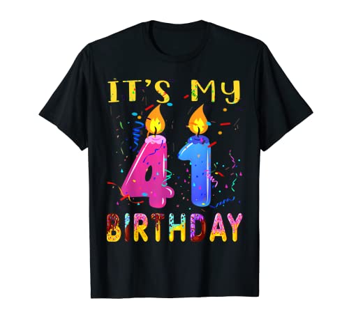 It's My 41st Birthday Sweet 41 Velas de cumpleaños años Camiseta