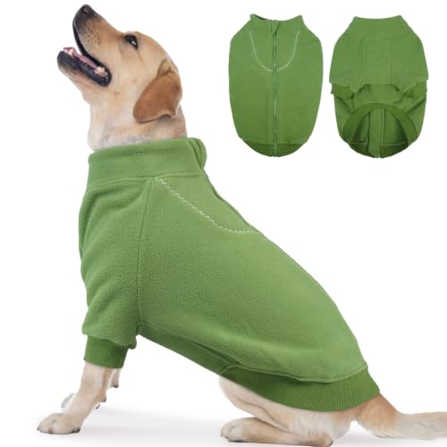Image of BRKURLEG Dog Sweater, Warm Fleece Dog Winter Coat, Green, XL