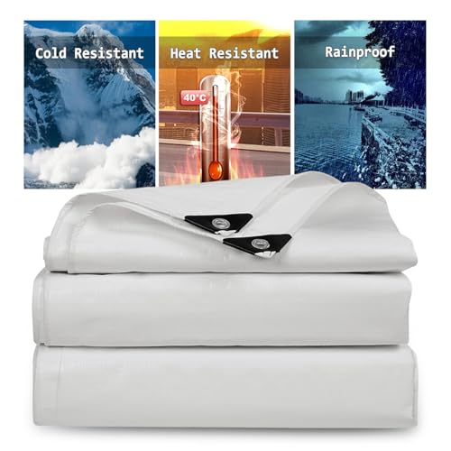 Lona de PVC para jardin impermeable blanca con ojales multiusos de 3 x 3 m 6