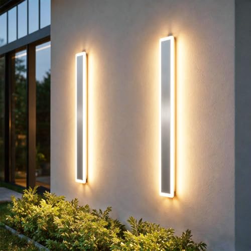 Image of Aipsun 31.5in Brushed Nickel Outdoor Wall Sconces 2 Packs