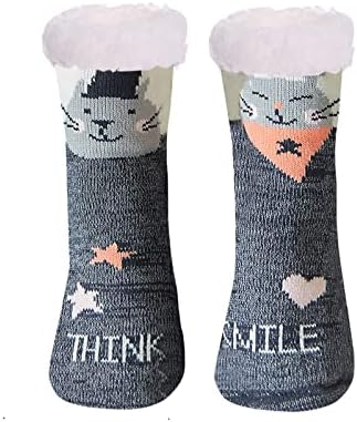 Hileyu Slipper Socks for Girls,Soft Fuzzy Warm Thick Fleece lined Christmas Stockings,Slipper Fluffy Socks,Cute Animal Fluffy Socks,Winter Slipper Socks with Grippers,Thermal Warm Cosy Thick Socks