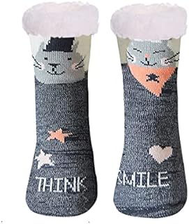 Hileyu Slipper Socks for Girls,Soft Fuzzy Warm Thick Fleece lined Christmas Stockings,Slipper Fluffy Socks,Cute Animal Fluffy Socks,Winter Slipper Socks with Grippers,Thermal Warm Cosy Thick Socks