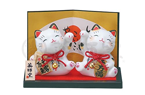 薬師窯 彩絵お金まねき猫 人まねき猫 運気アップ 風水 置物 インテリア 猫 ねこ ネコ