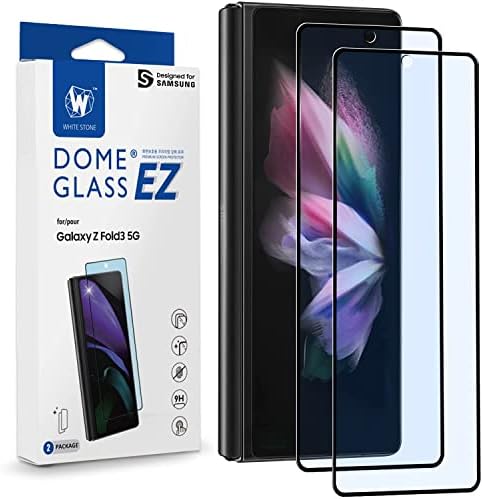 Whitestone 2PACK EZ GLASS Screen Protector for Galaxy Z Fold 3 2021, Full Coverage Tempered Glass Shield [Easy Install] - Two Pack
