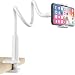 SHAWE Handyhalter, Schwanenhals Halter Flexibler Verstellbarer Arm im Bett für Phone 13/12/12 Mini/12 Pro/Samsung S20/S10/S9/ Huawei/usw 76cm Gesamtlänge, Geeignet für 4-6,5 Zoll Geräte (Weiß)