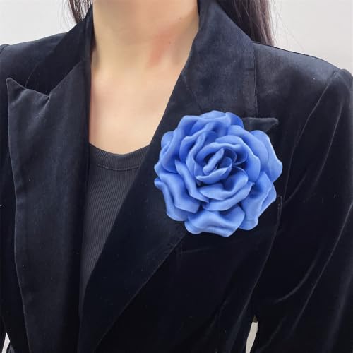 Image of Dainty Peony Rose Flower Brooches Lapel Pins Delicate Elegant Fabric Flowers Brooch Pin for Women Flower Corsage for Wedding Party Accessories Jewelry Gifts100mm