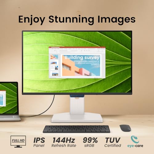 BenQ GW2490TC 24" IPS 144Hz FHD Eye-Care Monitor |99% sRGB|1500:1 CR|USB-C(20 W)|2Wx2 Speakers|Height, Tilt, Pivot & Swivel| Ultrathin Bezel| HDMI |DP| AMD FreeSync|TÜV Rheinland 4-Star(White) view 2
