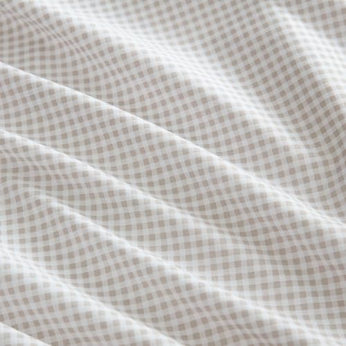 Image of Martha Stewart - King Size Sheets Set, Crisp & Tailored Cooling Sheets with a Naturally Smooth Cotton Percale Lightweight Feel - Bed Sheets with Matching Pillowcases & Fitted Sheet (Gingham Beige)