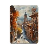 Cartel de metal vintage de Santiago de Compostela con diseño de España, para decoración de pared de casa, 30 x 40 cm